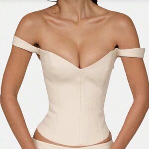 Elegant Off-Shoulder Cream Corset Top